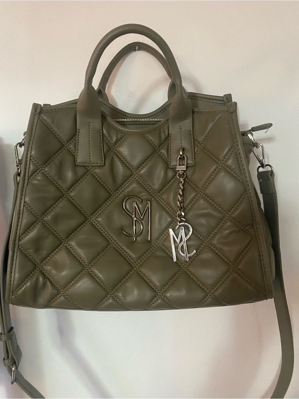 Steve Madden Quilted Olive Shoulder Satchel